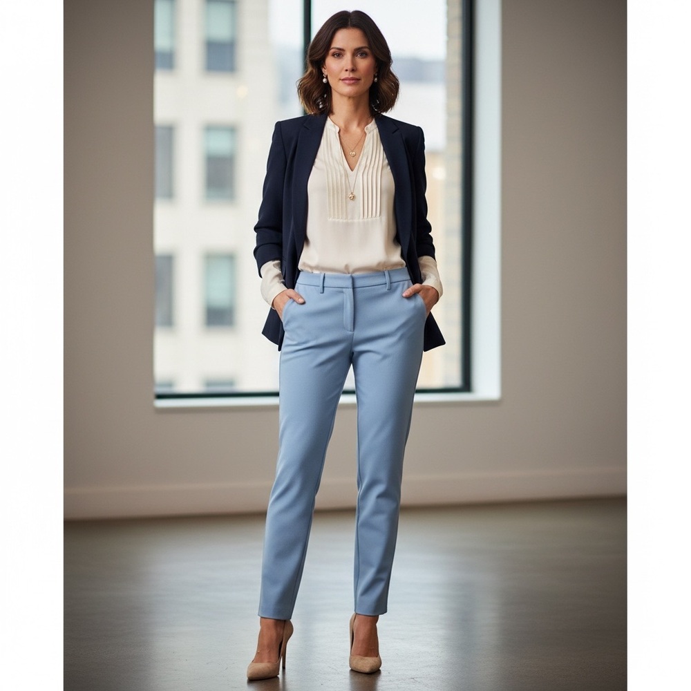 Tahari Light Blue Ankle Trousers Size 10